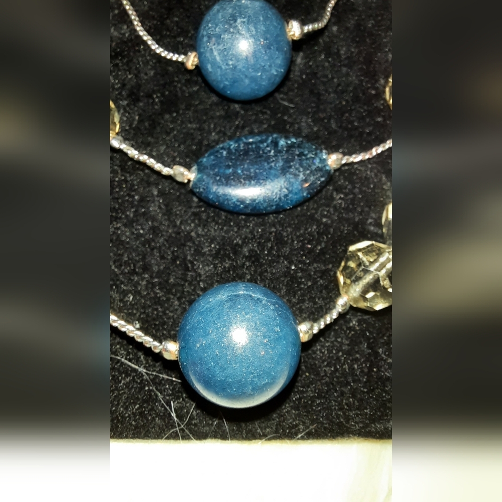 Talbots Three Layer Multistrand Illusion Blue Bea… - image 6